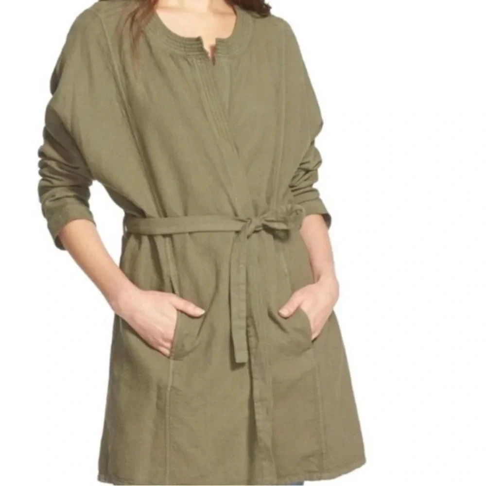Madewell Army Green Stitch Edge Duster Jacket/Cardigan with Belt XS
